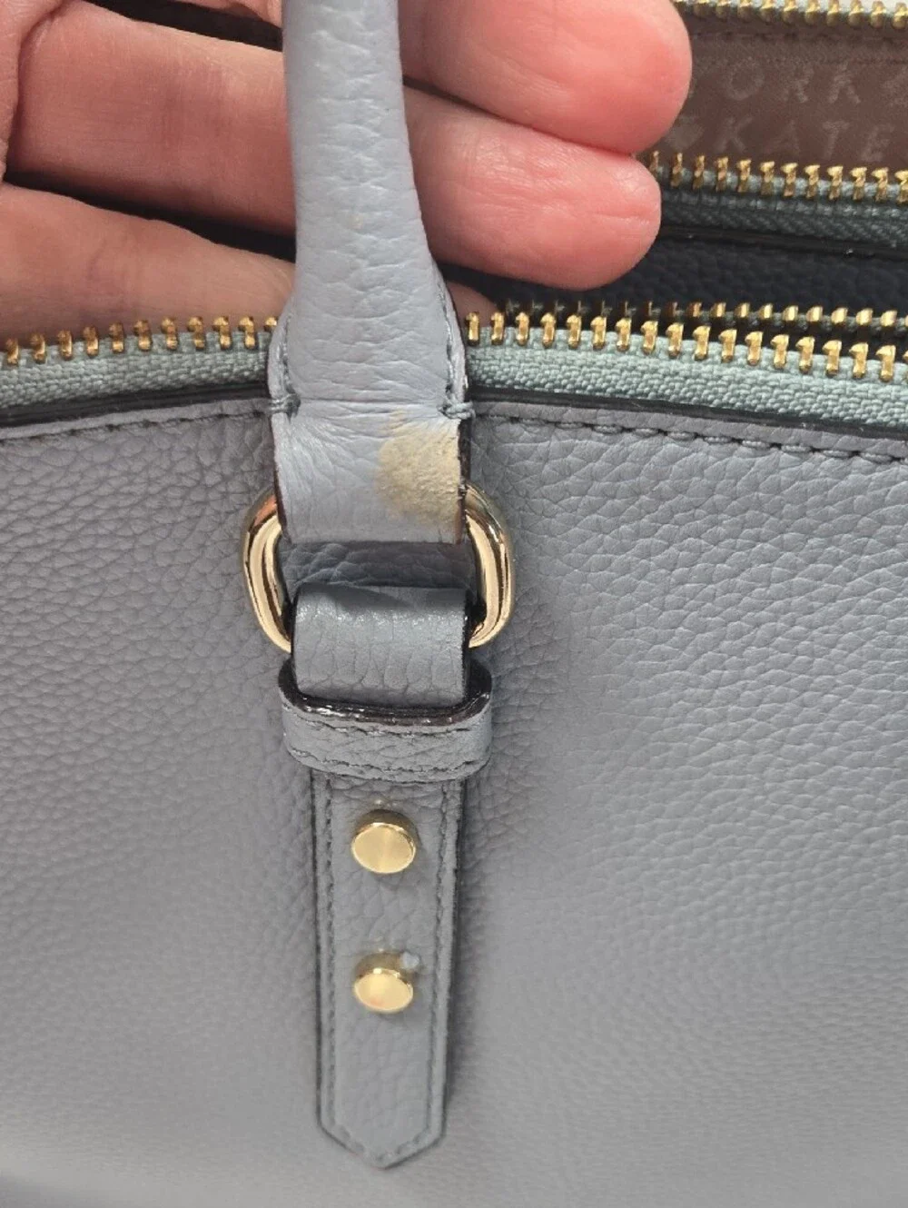 Kate Spade Mulberry Street Leighann Tote Bag Leather Lakesedge Gray Blue